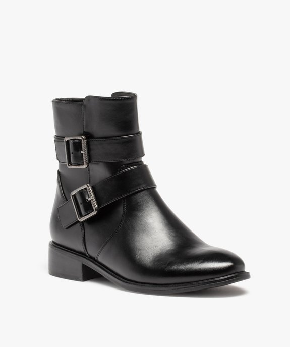Boots femme unies style motard chic avec brides décoratives vue3 - GEMO (CASUAL) - GEMO