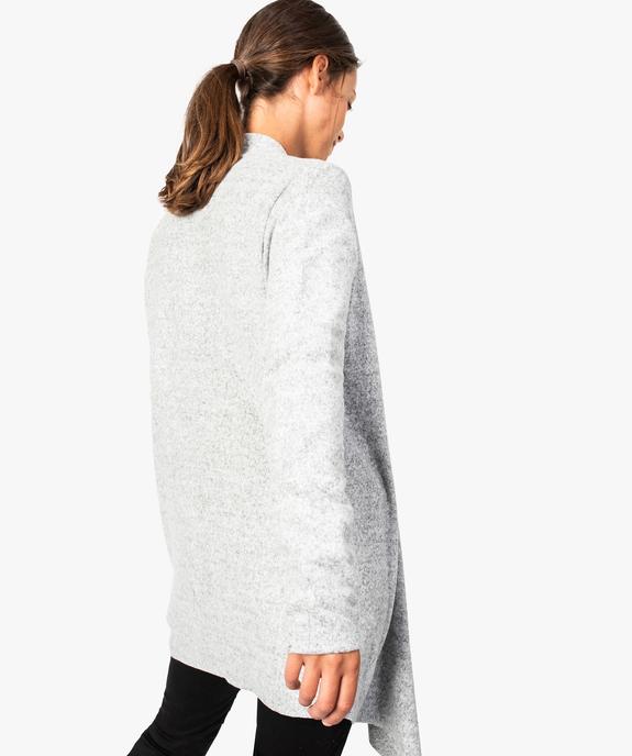 Gilet femme long chiné porté ouvert vue3 - GEMO(FEMME PAP) - GEMO