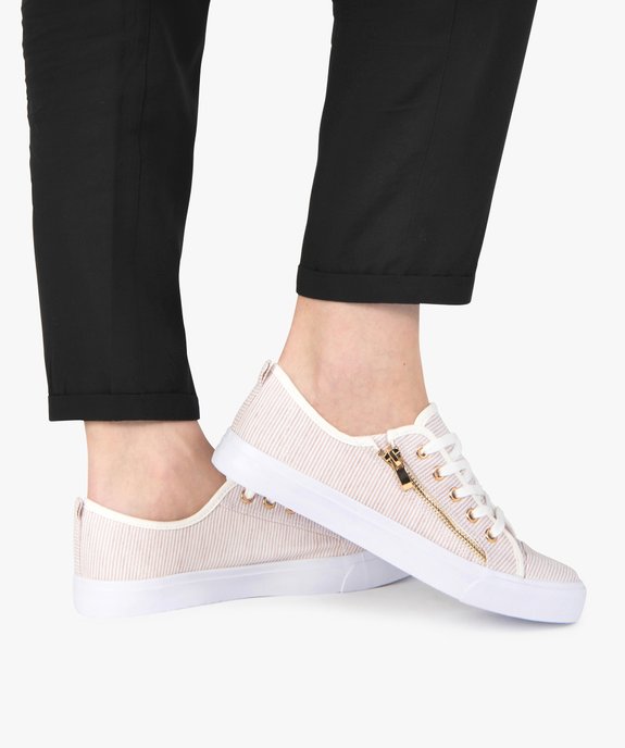 Tennis femme en toile avec double fermeture lacets et zip vue1 - GEMO (SPORTSWR) - GEMO
