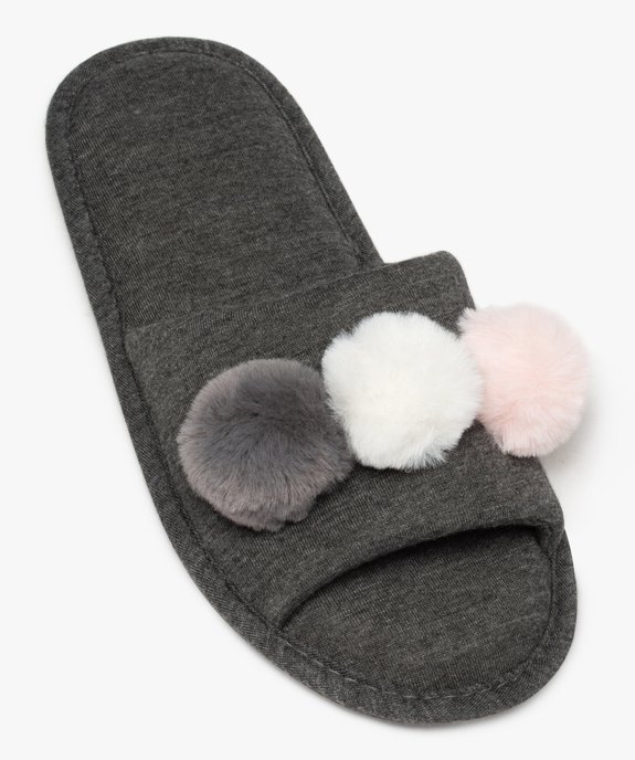 Chaussons femme mules ouvertes avec pompons vue5 - GEMO(HOMWR FEM) - GEMO