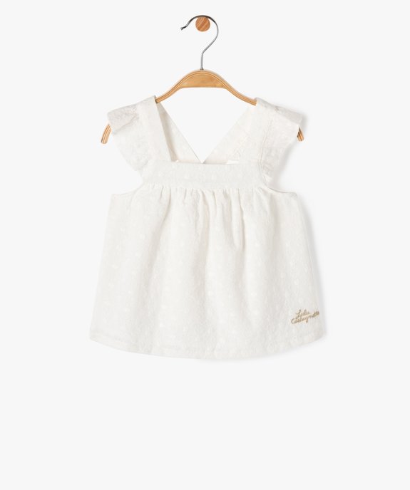 Blouse bébé fille en dentelle anglaise à bretelles volantées croisées - LuluCastagnette vue1 - LULUCASTAGNETTE - GEMO