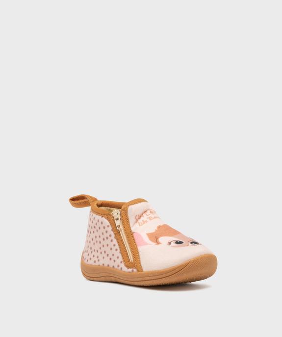 Chaussons en velours zippées moelleux imprimé Bambi fille - Disney vue2 - BAMBI - GEMO
