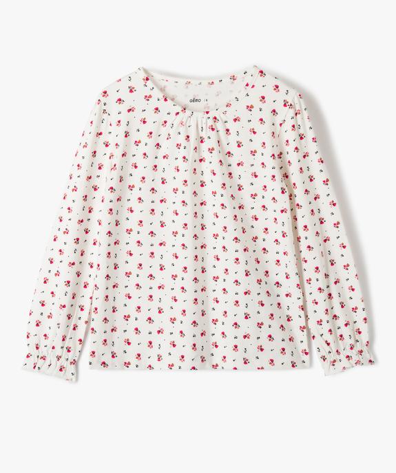 Tee-shirt fille imprimé à manches longues et fronces vue1 - GEMO (ENFANT) - GEMO