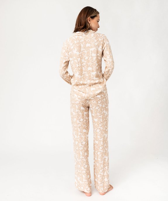 Pyjama en viscose fluide imprimée ourson femme - LuluCastagnette vue3 - LULUCASTAGNETTE - GEMO