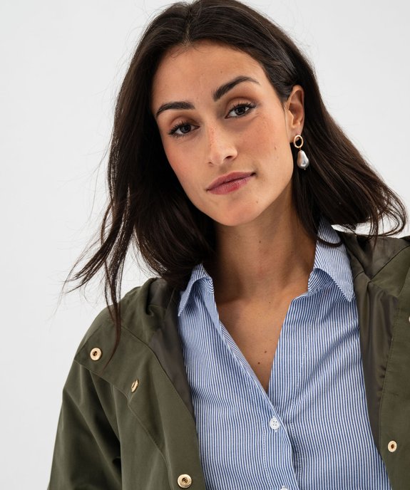 Parka courte à capuche toucher peau de pêche femme - LuluCastagnette vue3 - LULUCASTAGNETTE - GEMO
