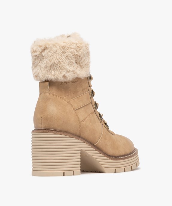 Boots femme à talon et à lacets tressés avec col duveteux - Tom Tailor vue5 - TOM TAILOR - GEMO