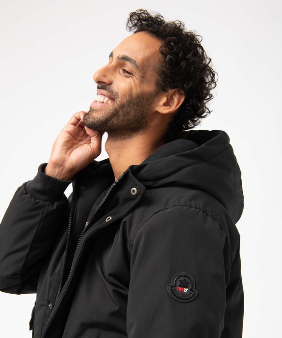 Blouson homme matelassé avec capuche doublée polaire vue2 - GEMO (HOMME) - GEMO