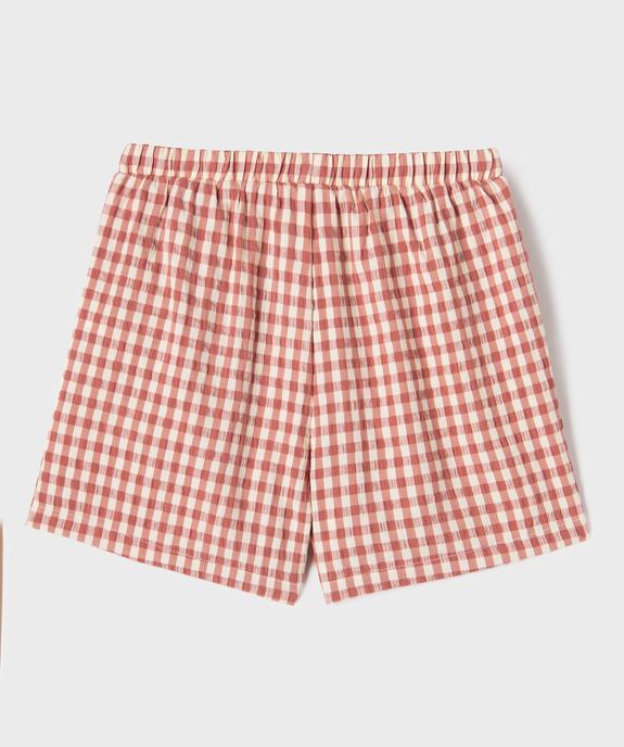 Short ample à carreaux avec taille ajustable fille vue3 - GEMO (JUNIOR) - GEMO