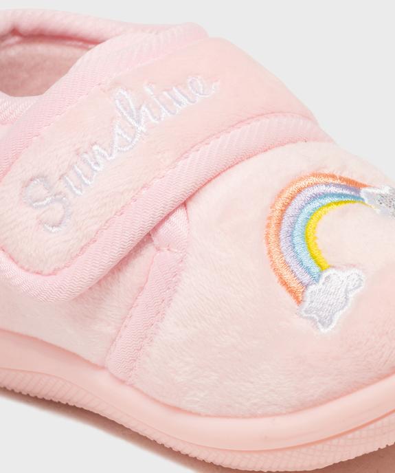 Chaussons en velours à scratch moelleux imprimé arc-en-ciel fille vue6 - GEMO (ENFANT) - GEMO