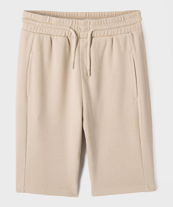 Bermuda en maille nid d'abeille 100% coton garçon vue1 - GEMO (JUNIOR) - GEMO