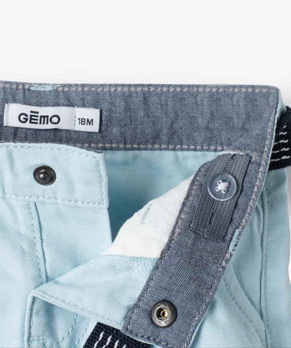 Bermuda bébé garçon en toile avec ceinture amovible vue2 - GEMO(BEBE DEBT) - GEMO