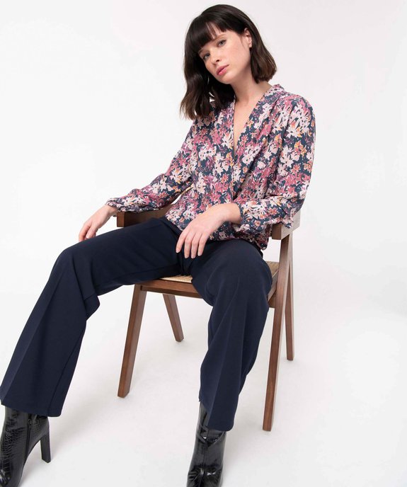 Blouse femme à manches longues forme cache-coeur  vue5 - GEMO(FEMME PAP) - GEMO