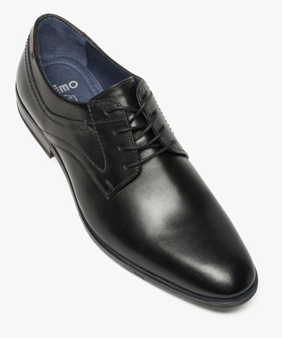 Derbies homme dessus et intérieur cuir avec col perforé vue5 - GEMO(URBAIN) - GEMO