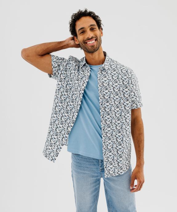 Chemise à manches courtes à motif feuillage homme vue1 - GEMO (HOMME) - GEMO