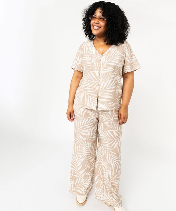 Blouse manches courtes fluide à col V et imprimé femme grande taille vue7 - GEMO (G TAILLE) - GEMO