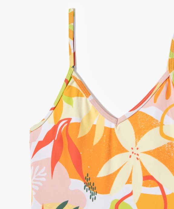 Maillot de bain fille une pièce à motifs fleuris et fines bretelles vue2 - GEMO (JUNIOR) - GEMO
