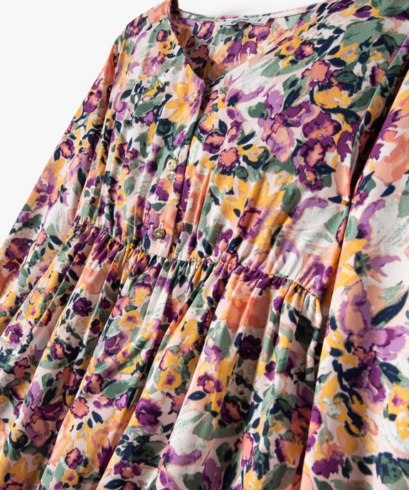Robe fille à motifs fleuris à manches longues vue2 - GEMO (ENFANT) - GEMO