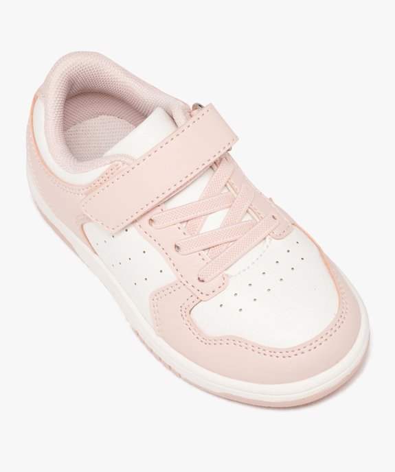 Baskets fille bicolores à scratch et lacets style rétro vue5 - GEMO 4G FILLE - GEMO