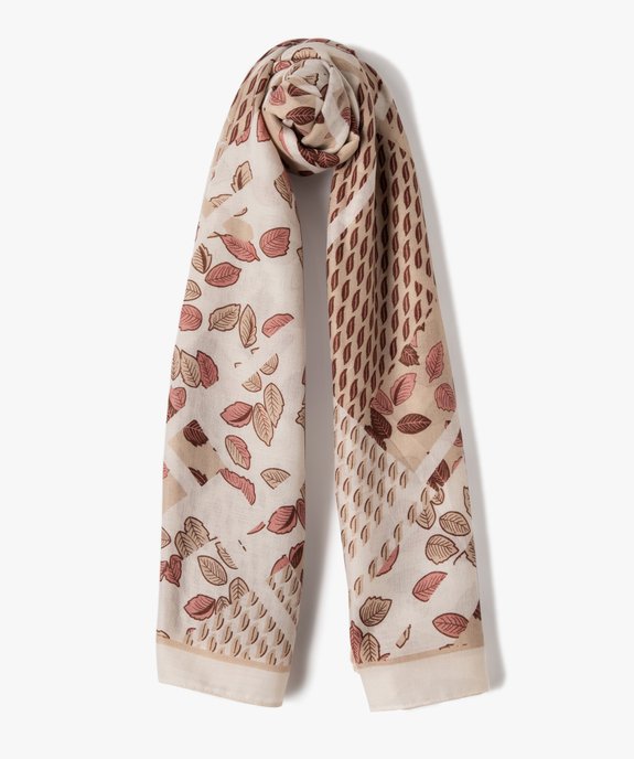 Foulard à motif feuillage femme vue1 - GEMO 4G FEMME - GEMO
