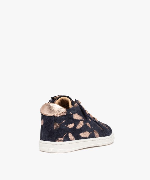 Tennis bébé fille zippées dessus cuir motif feuilles – NA! vue4 - NA! - GEMO