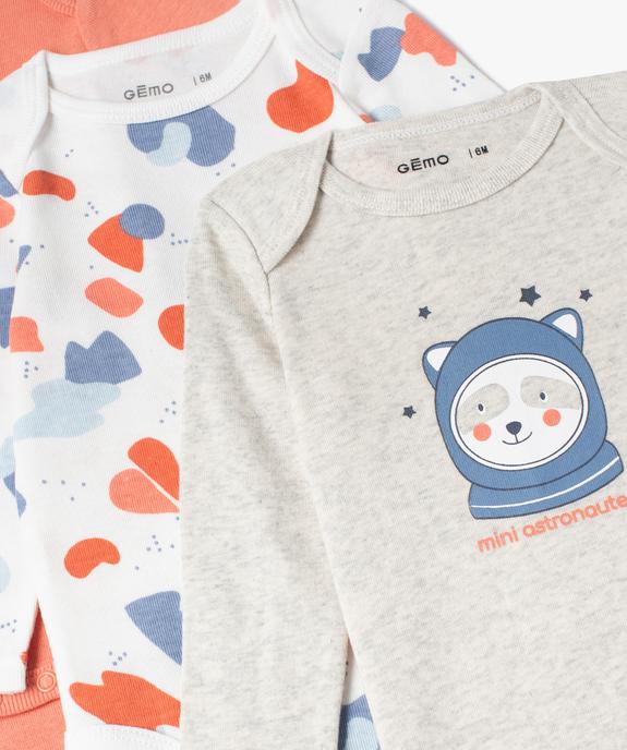 Bodies bébé imprimés à manches longues (lot de 3) vue2 - GEMO 4G BEBE - GEMO