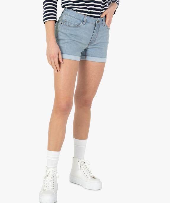 Short femme en jean avec revers cousus vue1 - GEMO(FEMME PAP) - GEMO