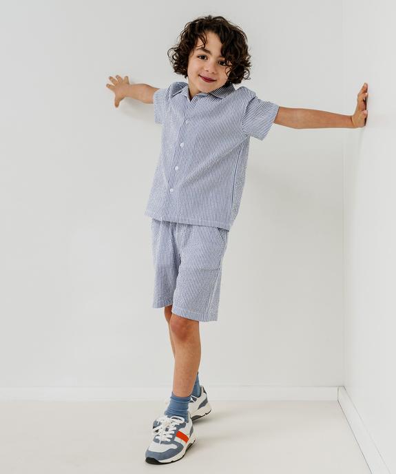 Chemise manches courtes en seersucker rayé garçon vue5 - GEMO (ENFANT) - GEMO
