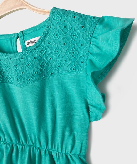 Robe en coton avec haut brodé et manches volantées bébé fille vue2 - GEMO(BEBE DEBT) - GEMO
