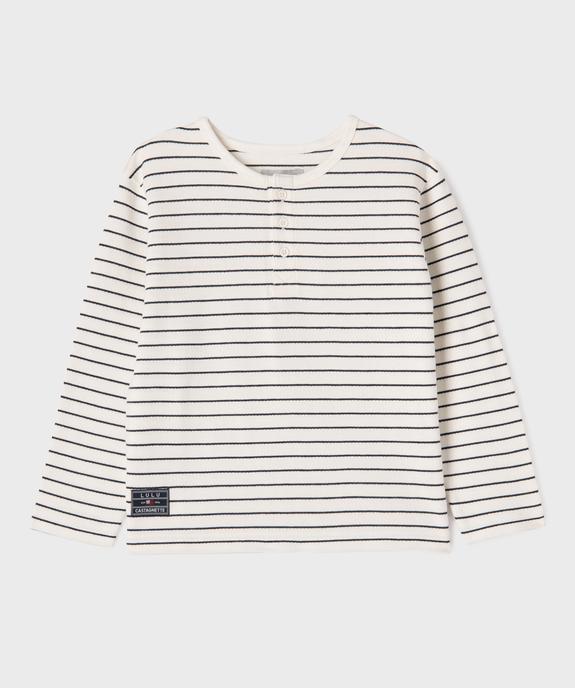Tee-shirt rayé à col tunisien garçon - LuluCastagnette vue1 - LULU CASTAGNETTE GEMO FOR GOOD - GEMO