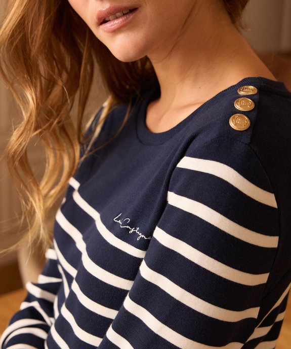 Robe en maille à rayures femme - LuluCastagnette vue5 - LULUCASTAGNETTE - GEMO