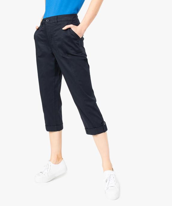 Pantacourt femme en coton twill à revers et patte boutonnée vue1 - GEMO(FEMME PAP) - GEMO