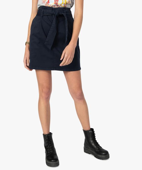 Jupe femme droite paper bag avec ceinture à nouer  vue1 - GEMO(FEMME PAP) - GEMO