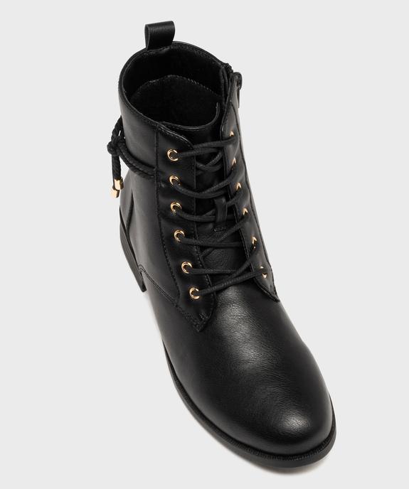 Boots femme à talon plat avec cordelette tressée et nouée embouts dorés vue12 - GEMO (CASUAL) - GEMO
