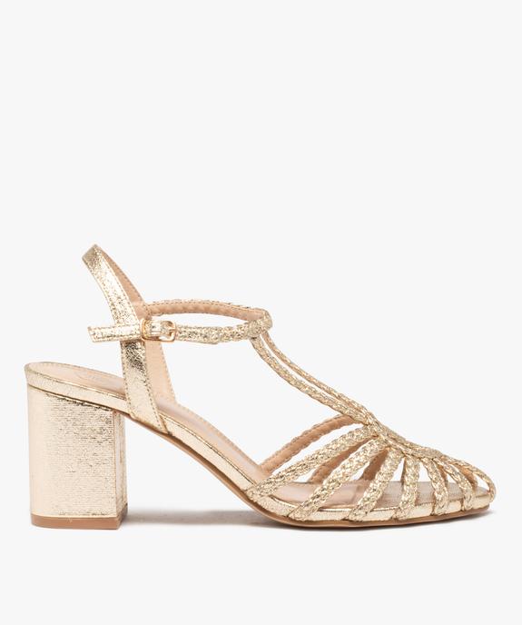 Sandales femme à talon carré avec bout semi-fermé et brides tressées unies vue1 - GEMO(URBAIN) - GEMO