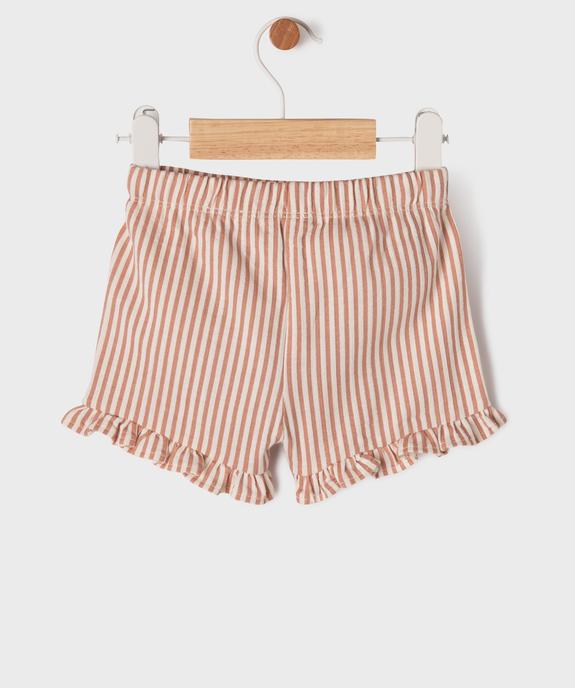 Short en jersey de coton texturé à taille élastiquée bébé fille vue3 - GEMO 4G BEBE - GEMO