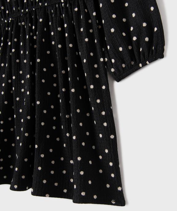 Robe courte à manches longues en maille texturée extensible fille vue2 - GEMO (ENFANT) - GEMO