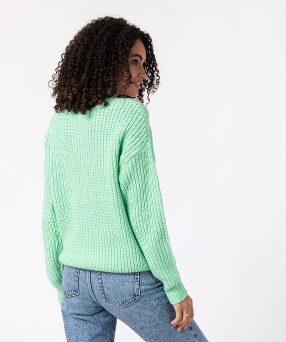 Pull femme en grosse maille fantaisie vue3 - GEMO(FEMME PAP) - GEMO