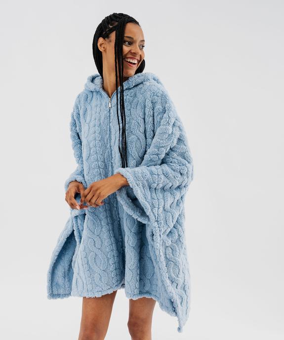 Veste d’intérieur à capuche forme poncho femme vue1 - GEMO(HOMWR FEM) - GEMO