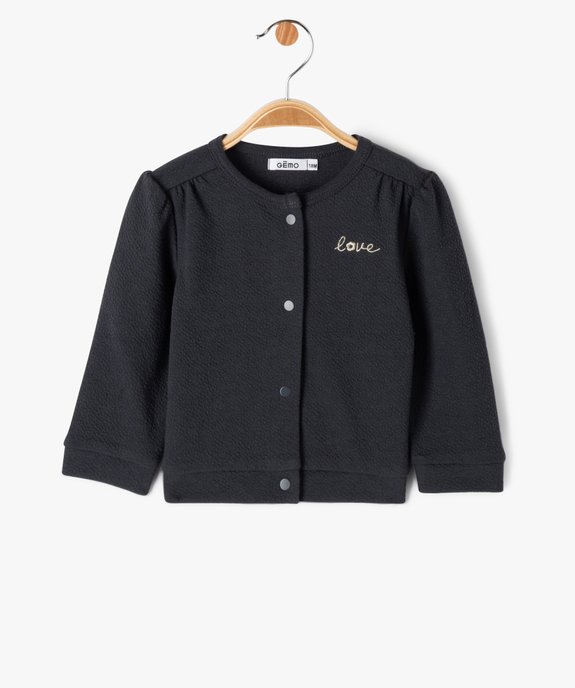 Gilet à boutons-pression bébé fille vue1 - GEMO(BEBE DEBT) - GEMO