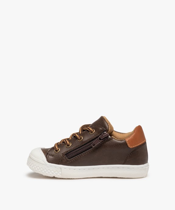 Tennis bébé garçon unies à lacets et zip vue3 - GEMO(BEBE DEBT) - GEMO