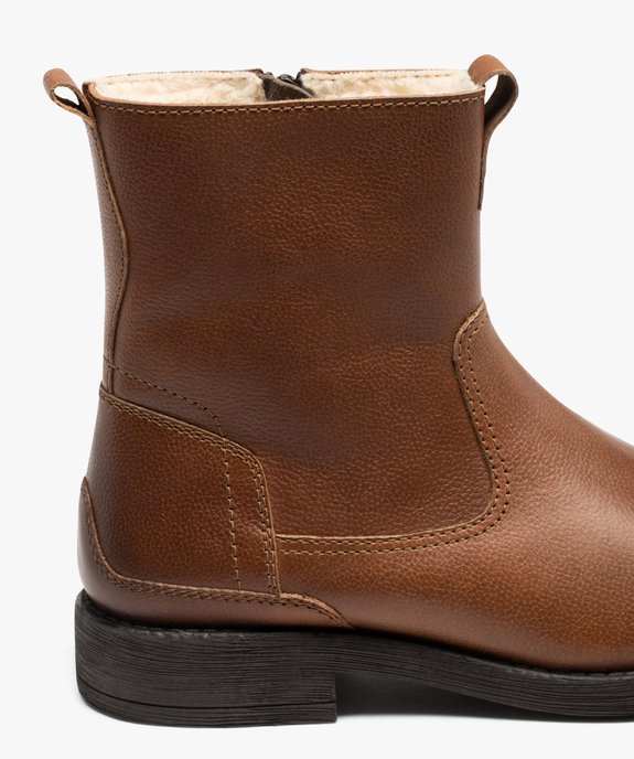 Boots homme dessus en cuir uni et fourrées sherpa vue7 - GEMO (CASUAL) - GEMO
