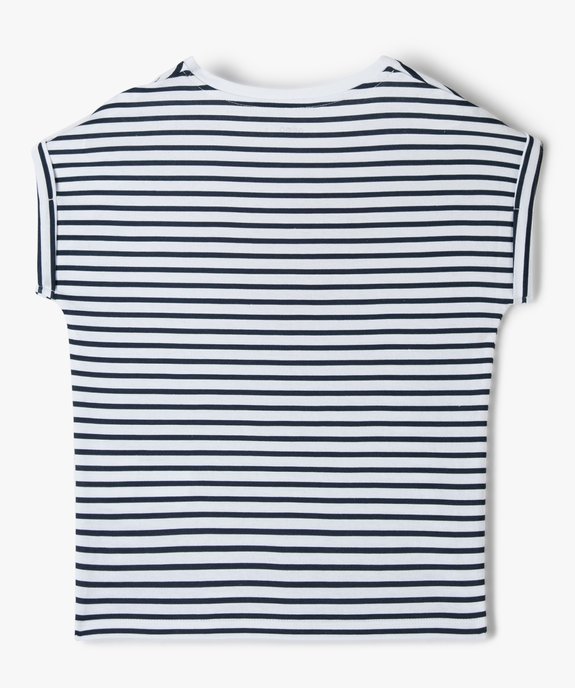 Tee-shirt fille rayé à manches courtes et motif pailleté vue3 - GEMO (ENFANT) - GEMO