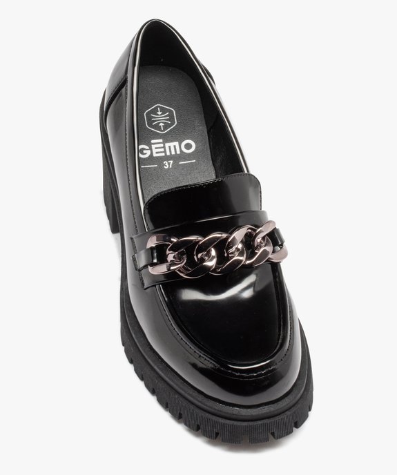 Mocassins femme unis dessus vernis avec talon carré et semelle cranté vue5 - GEMO(URBAIN) - GEMO