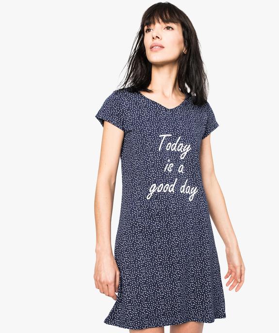 Chemise de nuit imprimée à manches courtes femme vue1 - GEMO 4G FEMME - GEMO