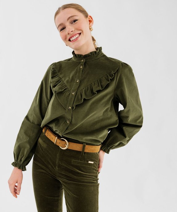 Chemise en velours à volants femme - LuluCastagnette vue2 - LULUCASTAGNETTE - GEMO