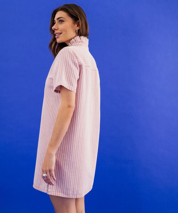 Robe en jean colorée et rayée à col victorien femme vue5 - GEMO 4G FEMME - GEMO