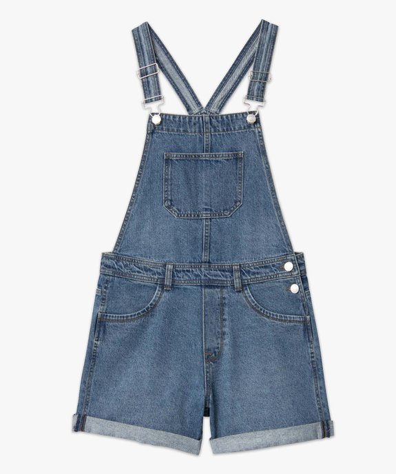 Salopette femme en jean coupe courte vue4 - GEMO 4G FEMME - GEMO