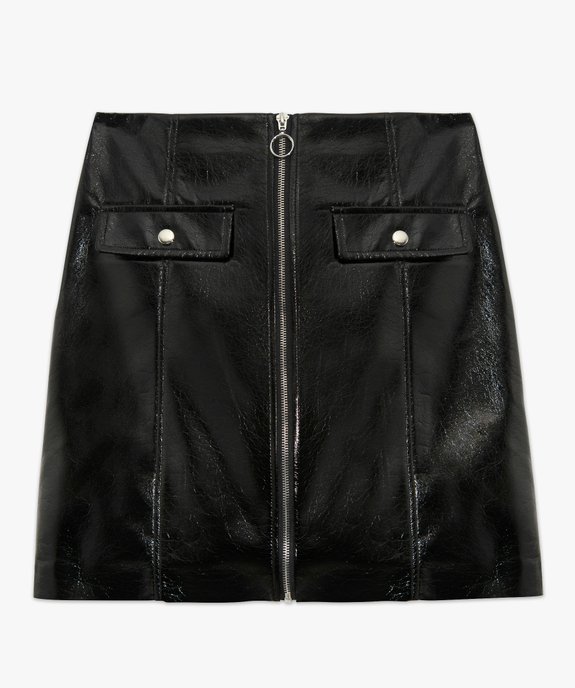 Jupe femme imitation cuir brillant avec fausses poches vue4 - GEMO(FEMME PAP) - GEMO