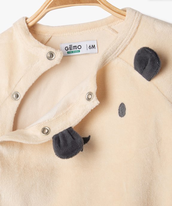Pyjama en velours 2 pièces bébé à motifs moutons vue2 - GEMO 4G BEBE - GEMO