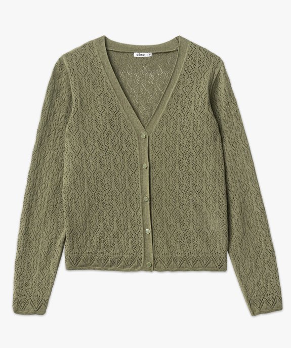 Gilet en fine maille ajourée à boutons fantaisie femme vue4 - GEMO 4G FEMME - GEMO